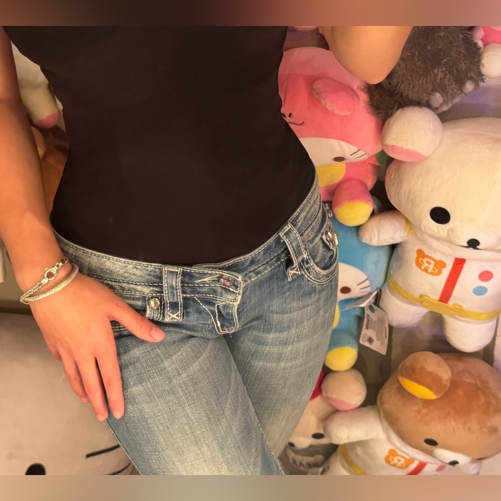 ROCK REVIVAL - CELINE CAPRI Early 2000’s Y2K Low-waisted, straight-leg blue jean